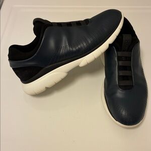 Z Zegna Navy Leather Sneakers